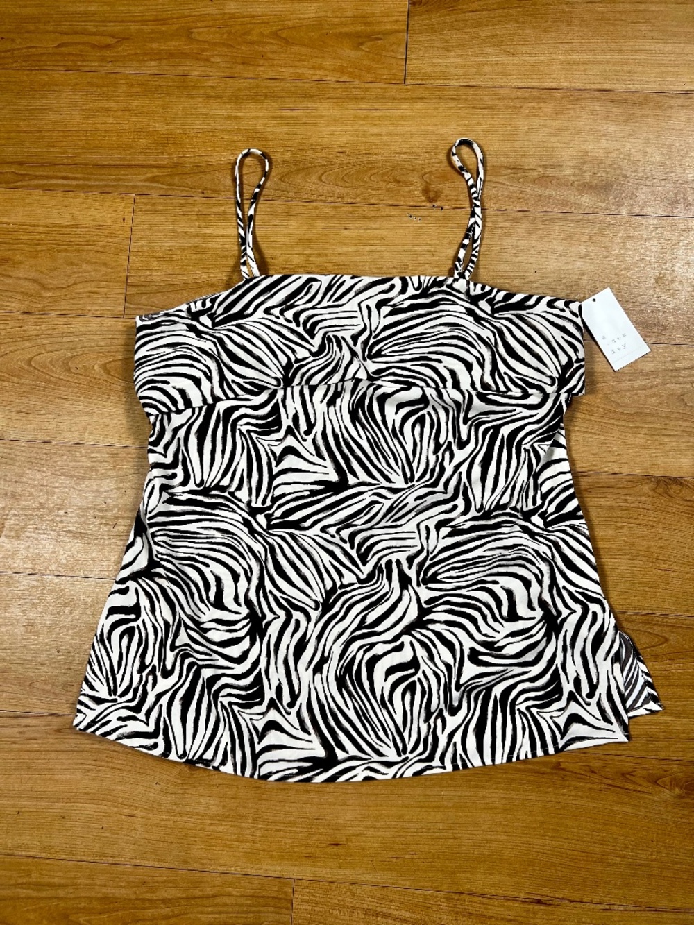 A New Day Dark Brown Cream Zebra Print Cami Top Large NWT Bow Back Y2K
